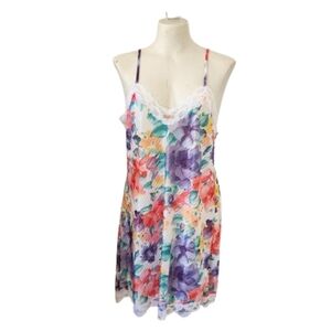 Vintage Floral Nightie Lingerie Sheer Slip Dress 90s 199ps Y2K Mini Fairycore